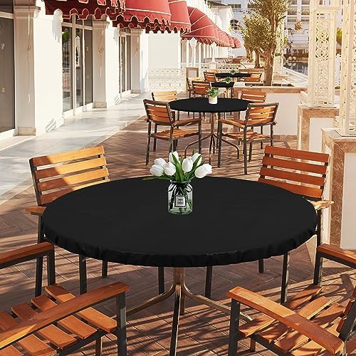 Lushvida Waterproof Table Cover with Elastic Edges 2PCS Black