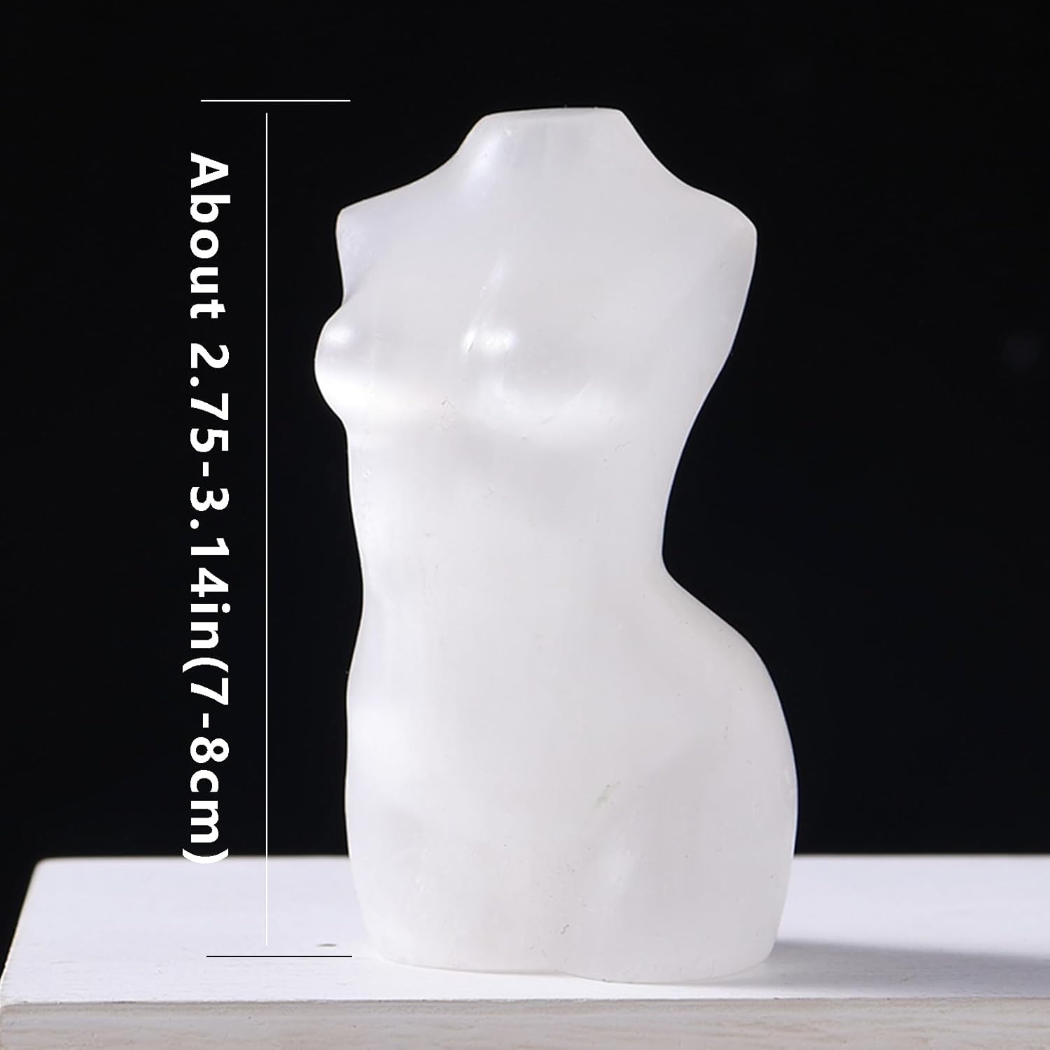 Runyangshi 1PCS Natural Selenite Female Model Healing Crystal Statue