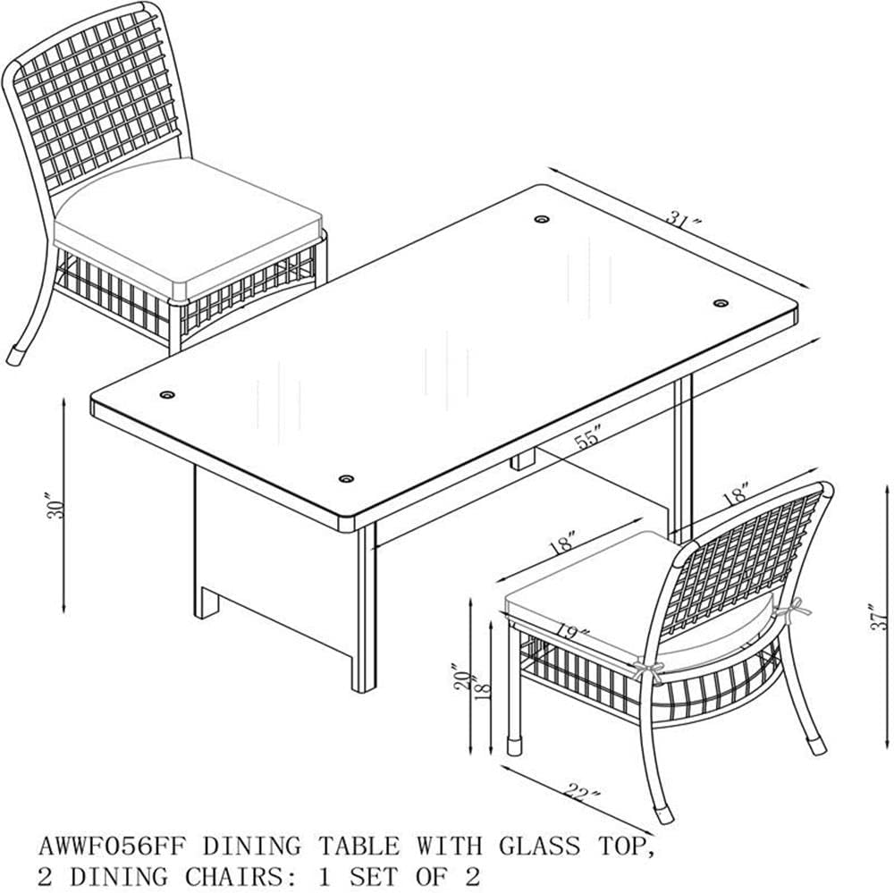 Asti 3-Piece Outdoor Dining Set - Weather-Resistant Wicker and Aluminum Frame