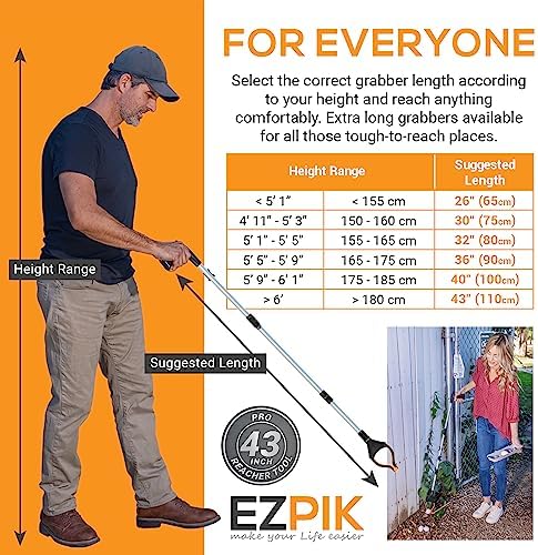 EZPIK Pro 43 Inch Foldable Reacher Tool for Seniors