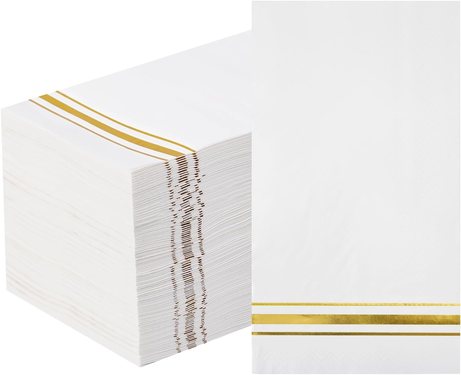 100 Gold Trim Lined Paper Napkins Elegant Party Decor