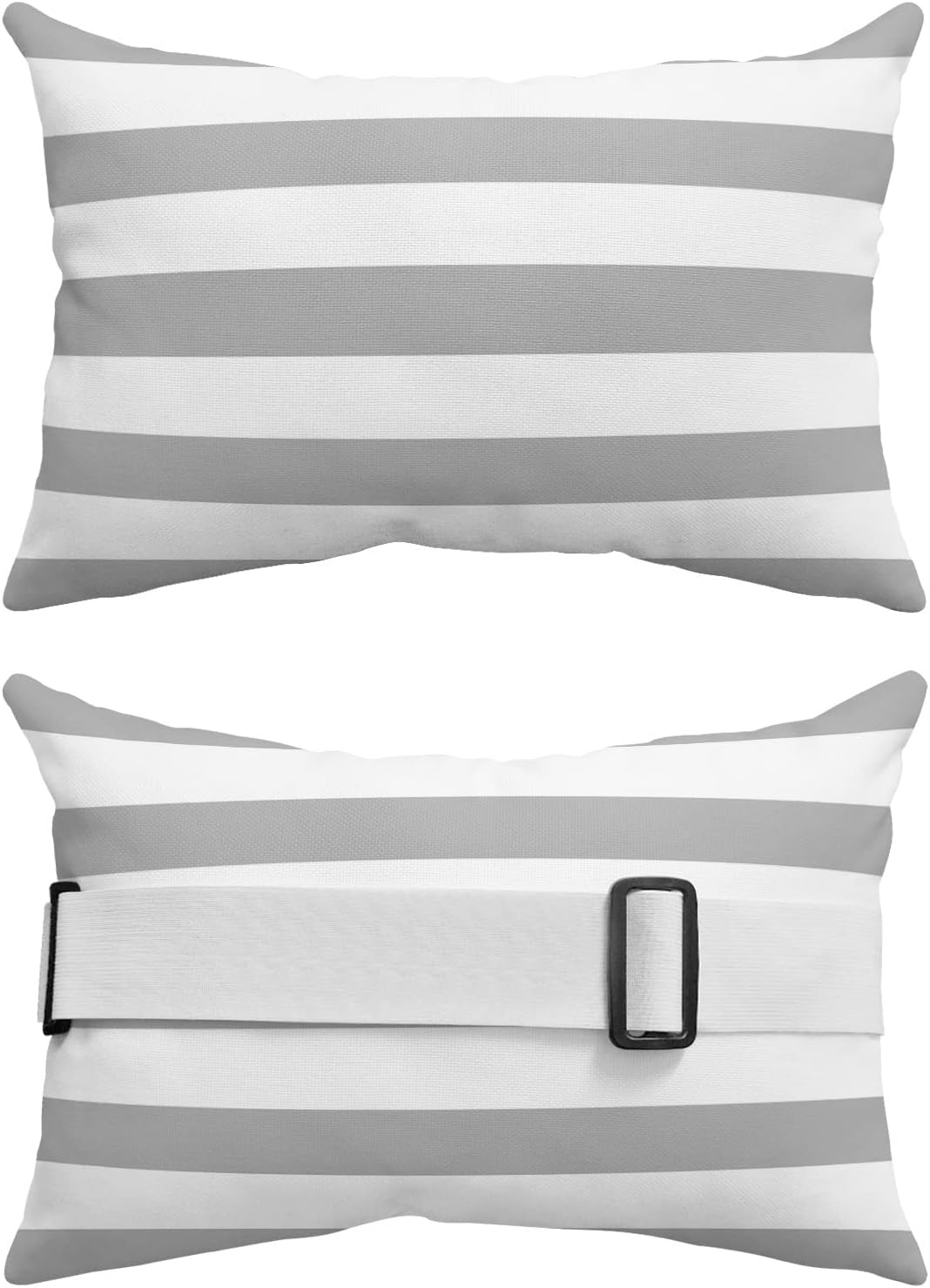 Grey Striped Waterproof Outdoor Pillows with Insert
