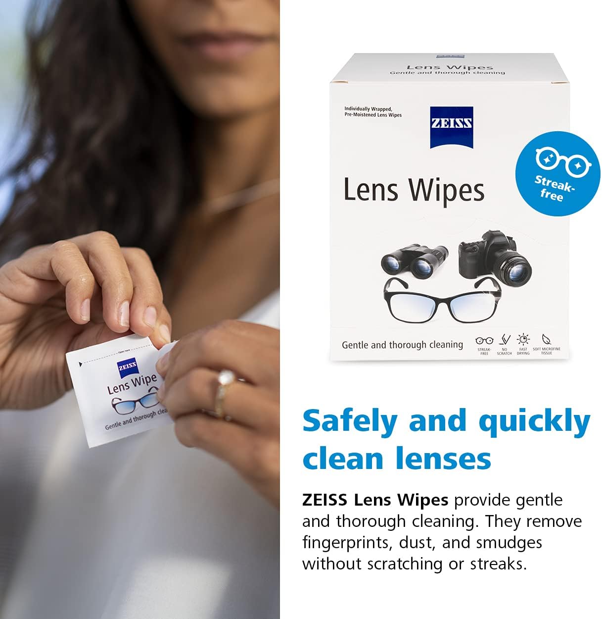 ZEISS Pre-Moistened Lens Wipes 200 Count