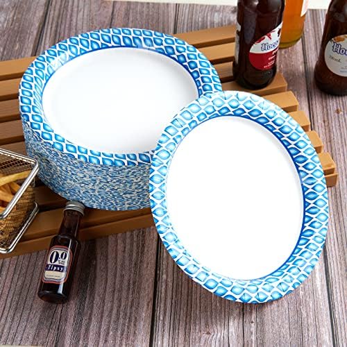 MUCHII 8375 Inch Disposable Paper Plates 300 Count