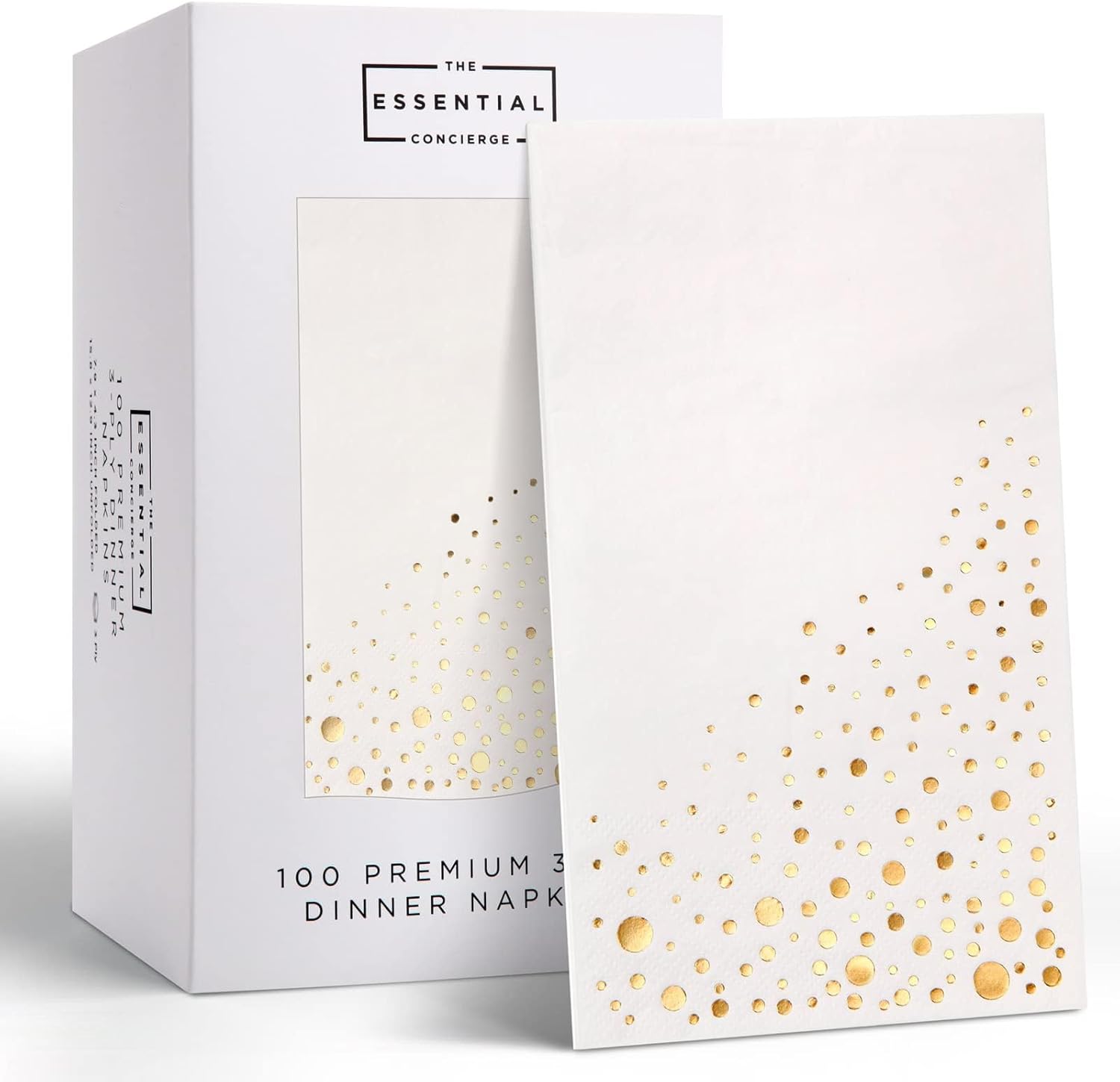 100 Pack Gold White Disposable Napkins 75x425 Inch 3-Ply