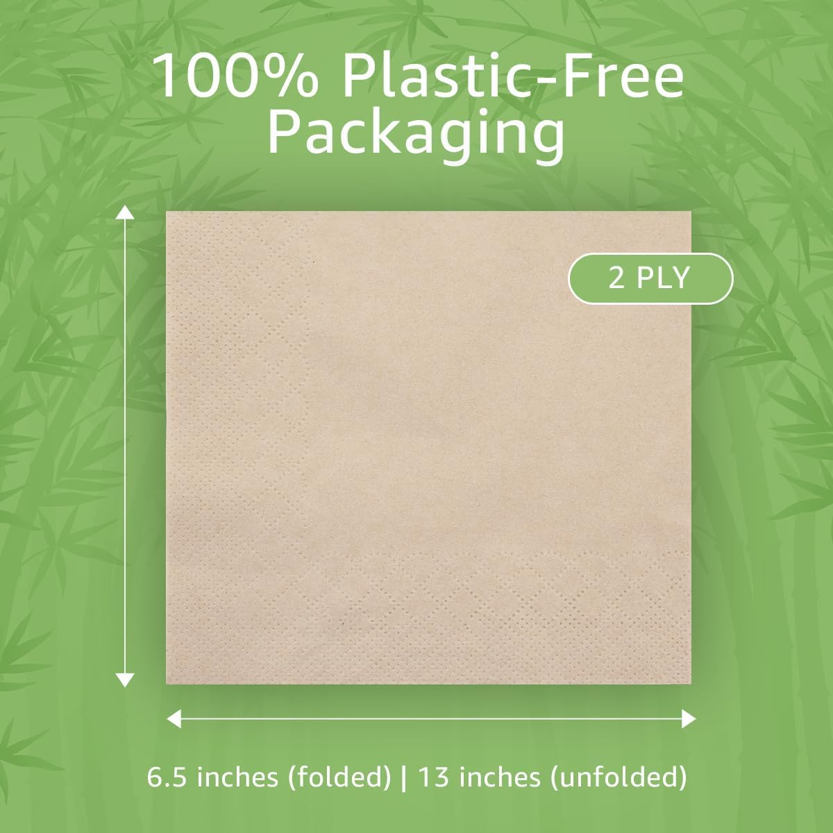 Bamboo Compostable Napkins 250-Pack 65x65 Inch 2-Ply FSC Certified