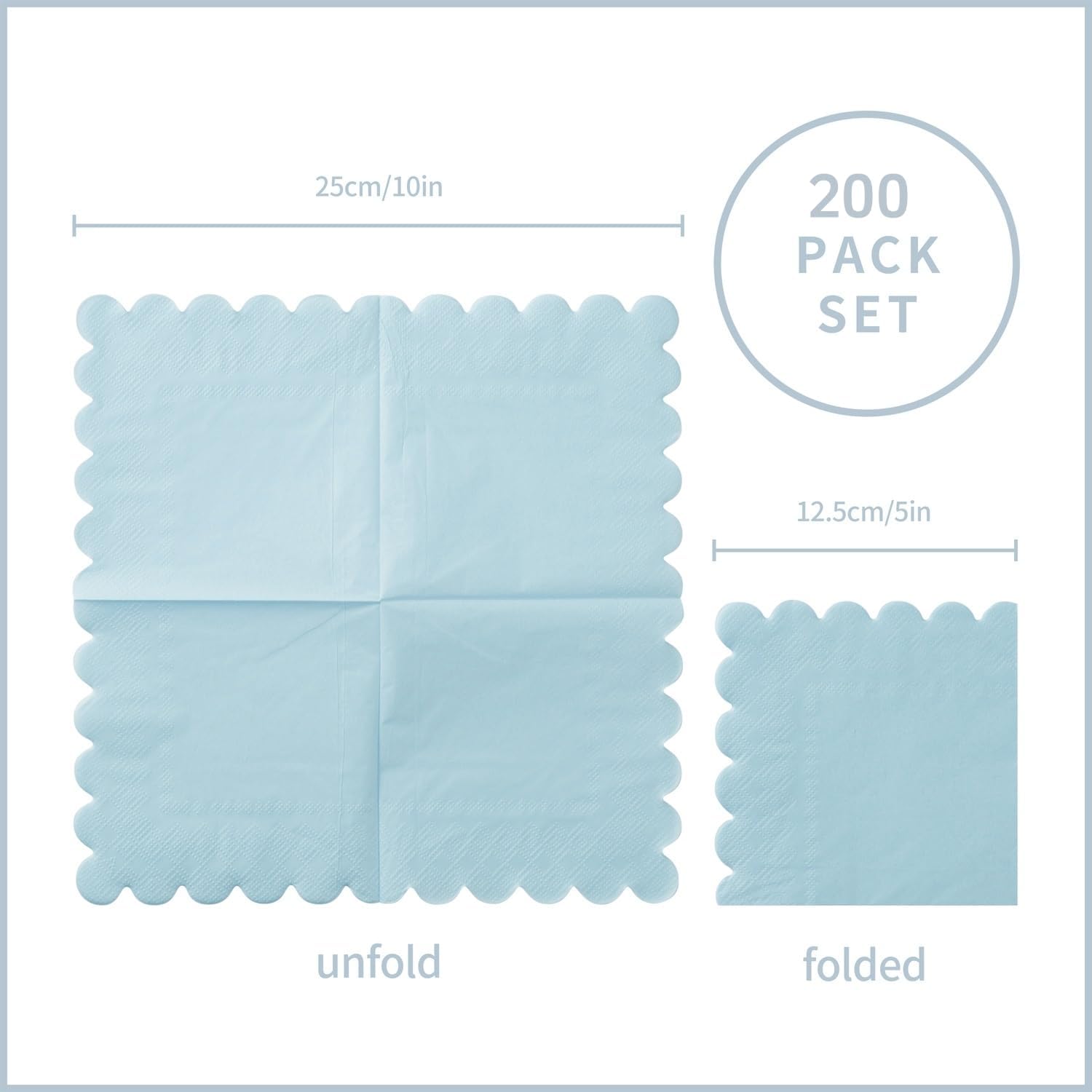 200 Pack Light Blue Cocktail Napkins 5x5