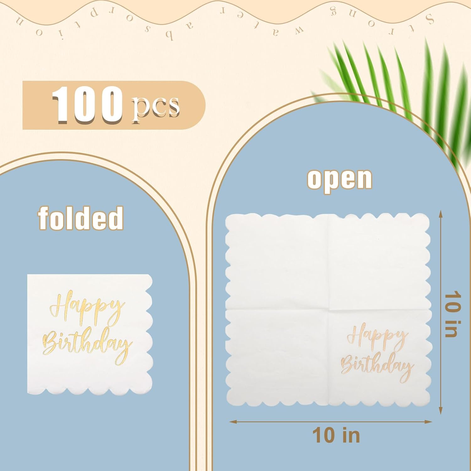 Qilery 100 Pack Happy Birthday Napkins 2 Ply
