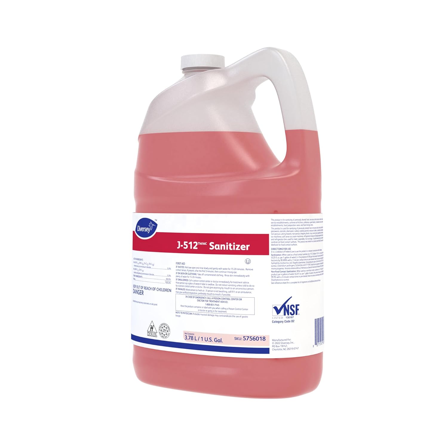 Diversey J-512 TMMC Sanitizer 1 Gallon Case of 4