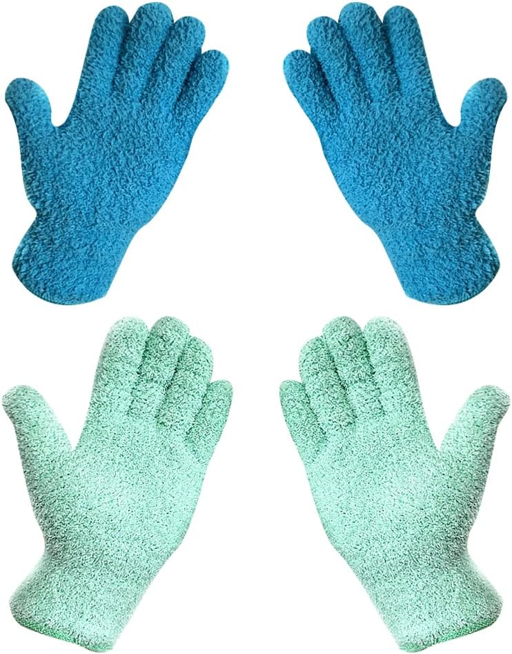 GSHLLO 4 Pcs Reusable Microfiber Cleaning Gloves