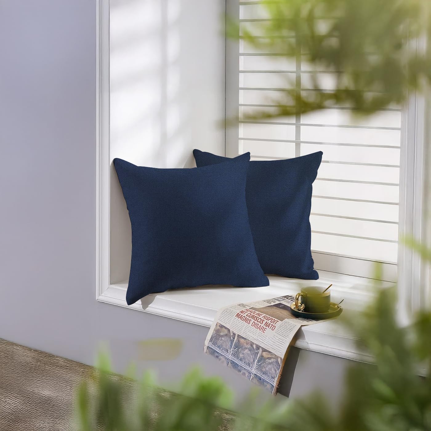 Covers All Sunbrella Outdoor Throw Pillows Pack of 2 Navy Blue 20x20