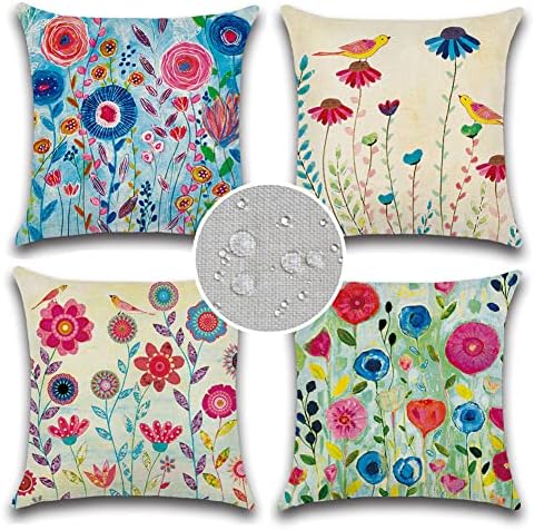 JOJOGOGO Waterproof Flower Pillow Covers Set of 4 18x18