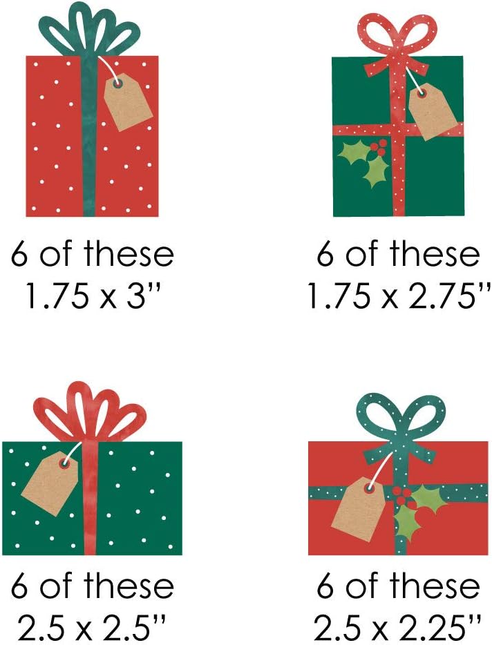 Happy Holiday Presents DIY Shaped Christmas Cut-Outs - 24 Count