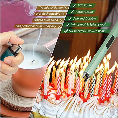 Electric Candle Lighter - Windproof Rechargeable Flameless Green USB