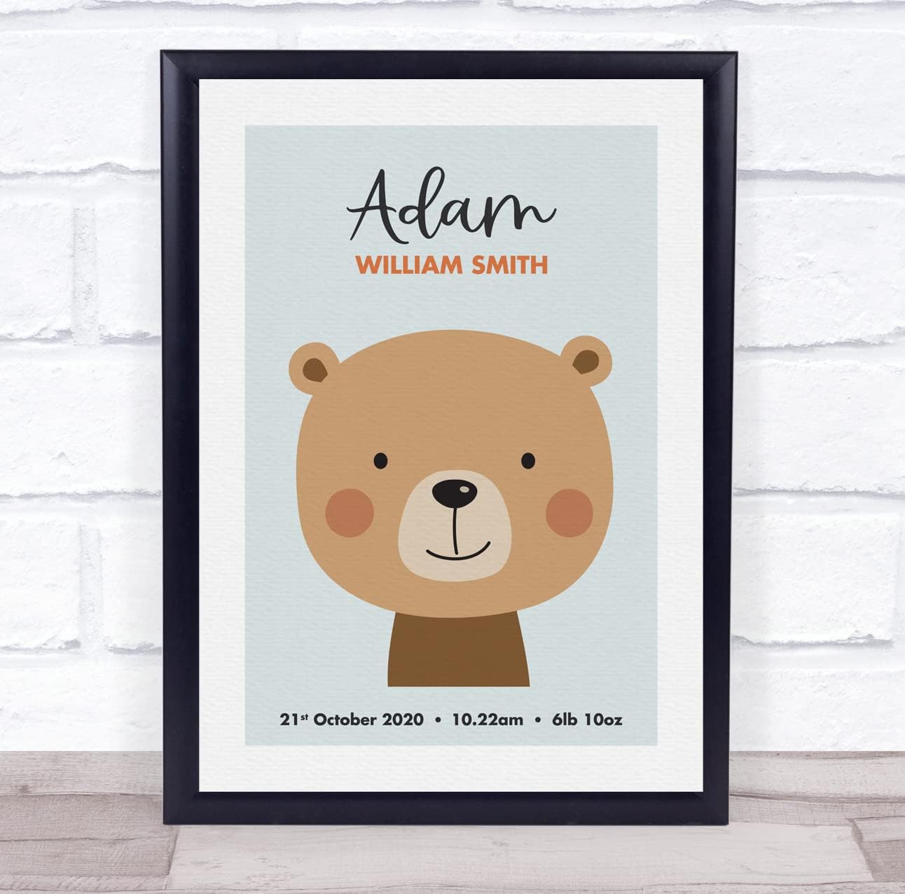 New Baby Birth Announcement Cute Bear Face Print