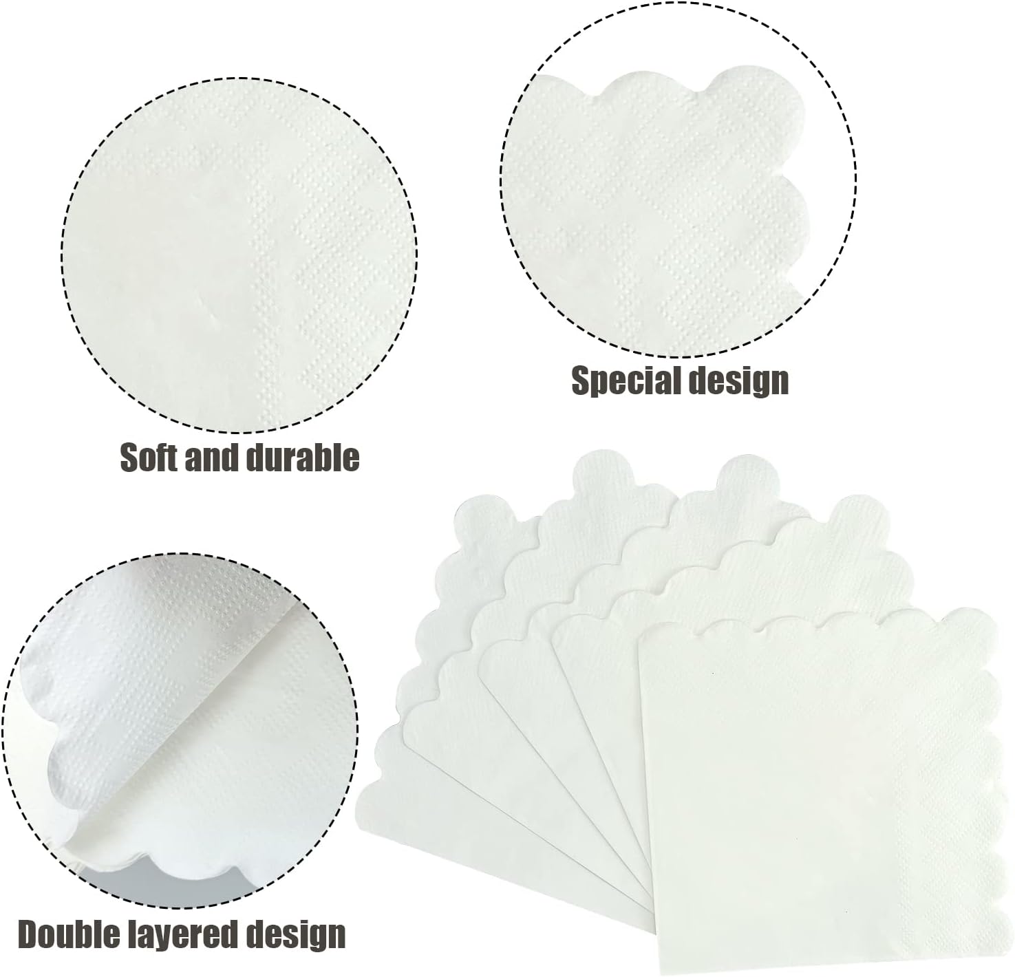 Cocktail Napkins 100 Pcs Scalloped Paper Napkins for Parties