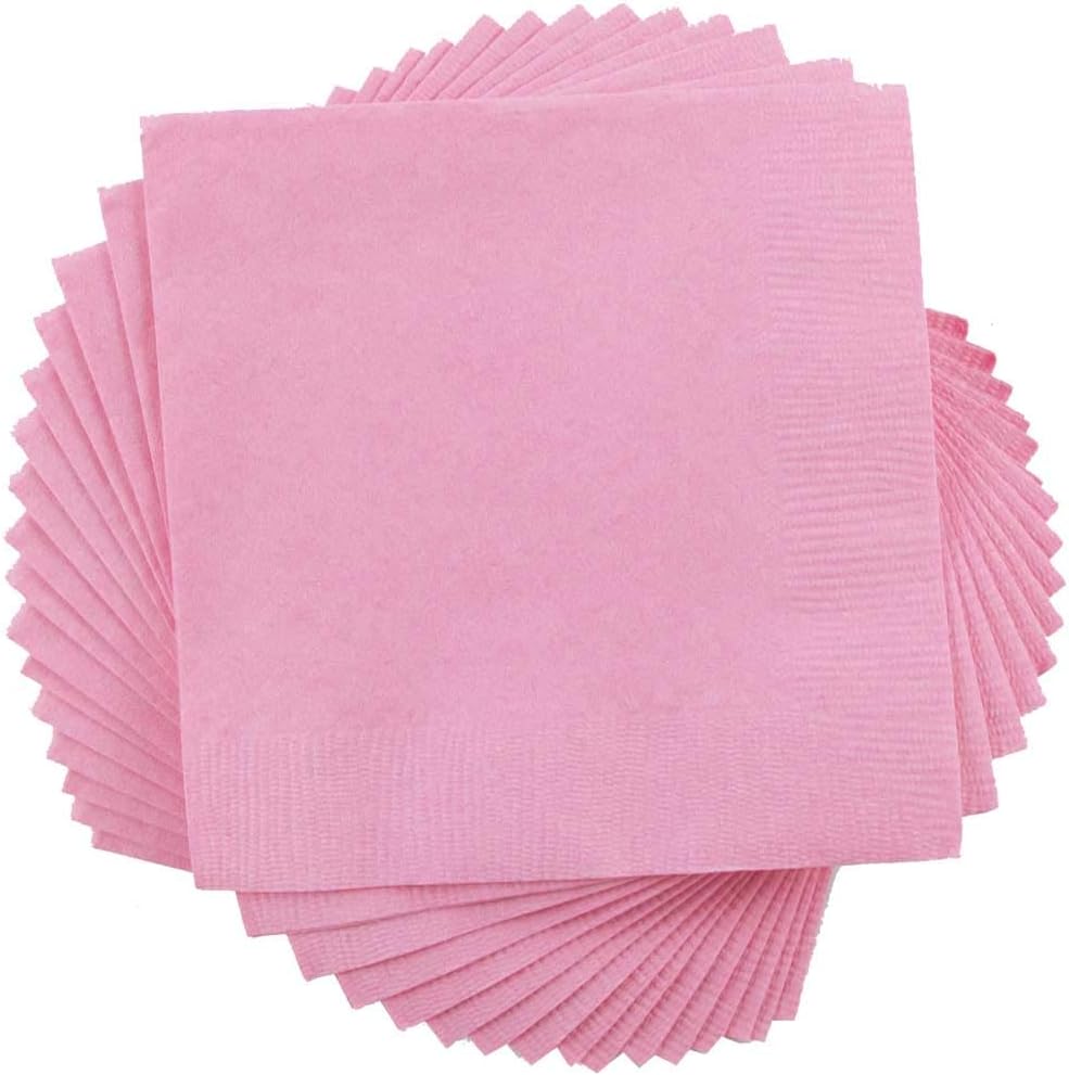 JAM Paper Small Beverage Napkins Baby Pink 50 Pack