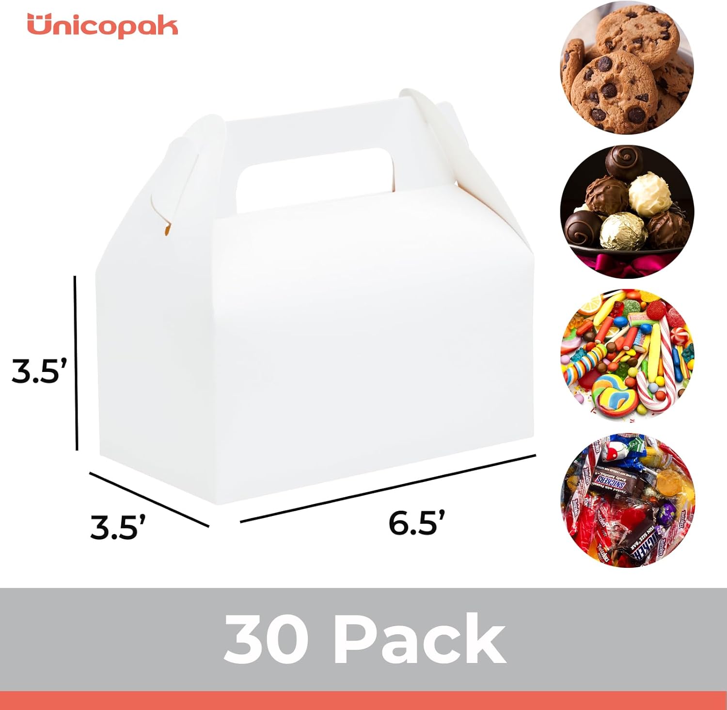 UnicoPak 30 Pack White Gable Party Boxes