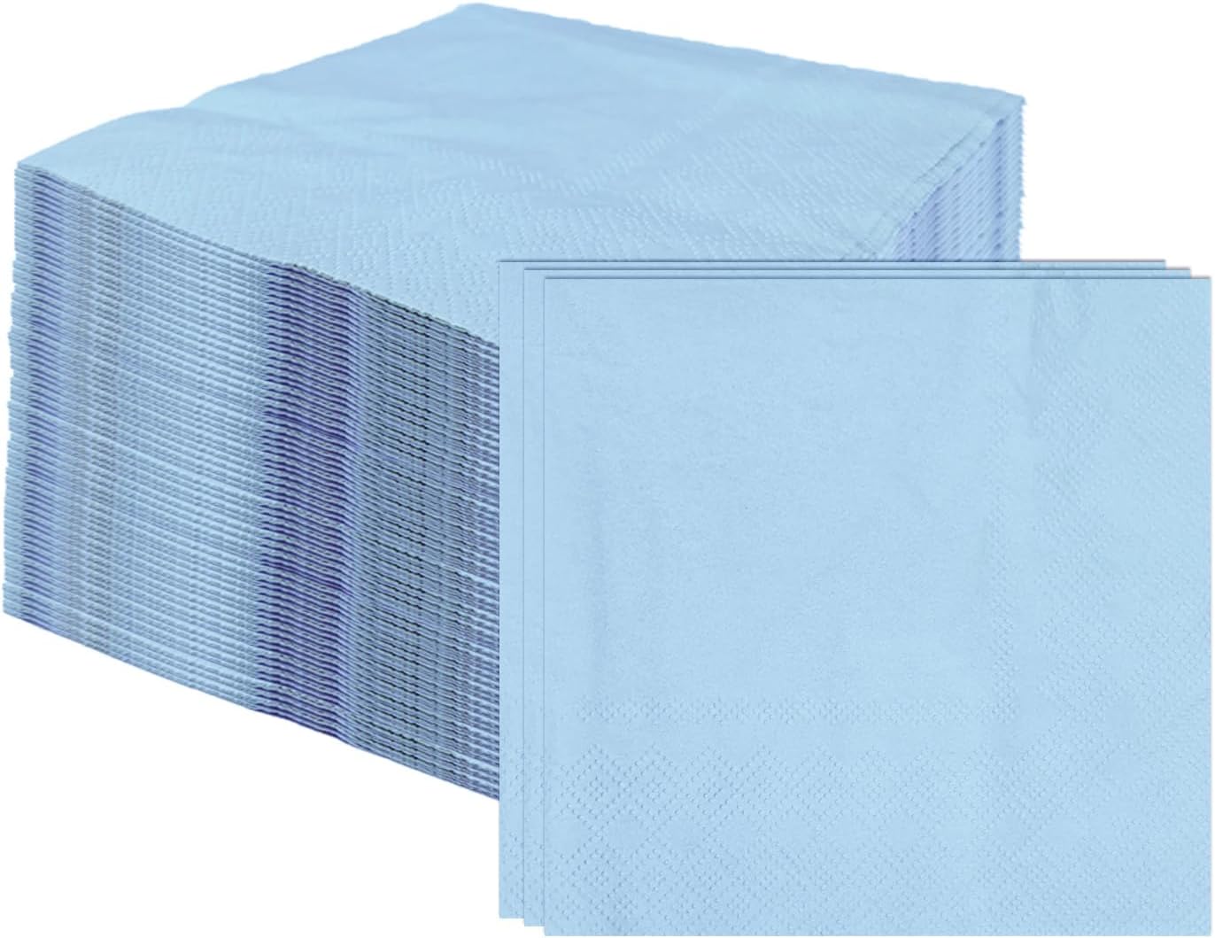 100 pcs 2-Ply Light Blue Folded Napkins for Parties and Weddings