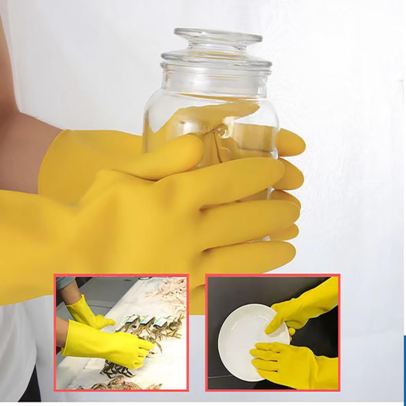 2 Pairs of Rubber Cleaning Gloves for Household Use