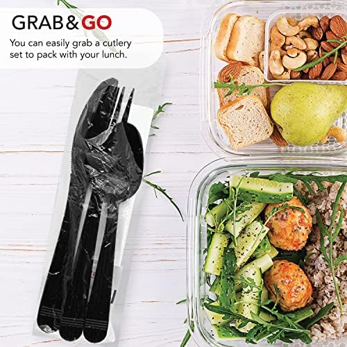 Party Essentials Heavy Duty Cutlery Sets Black 50 Units