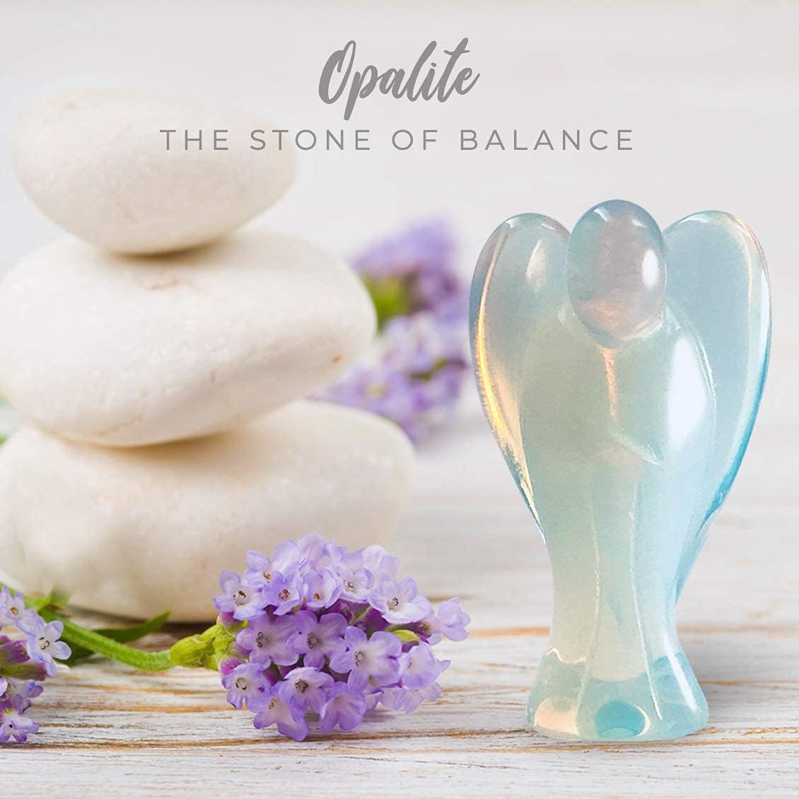 Original Pocket Guardian Angel with Serenity Prayer Card - Opal Healing Stone Figurine