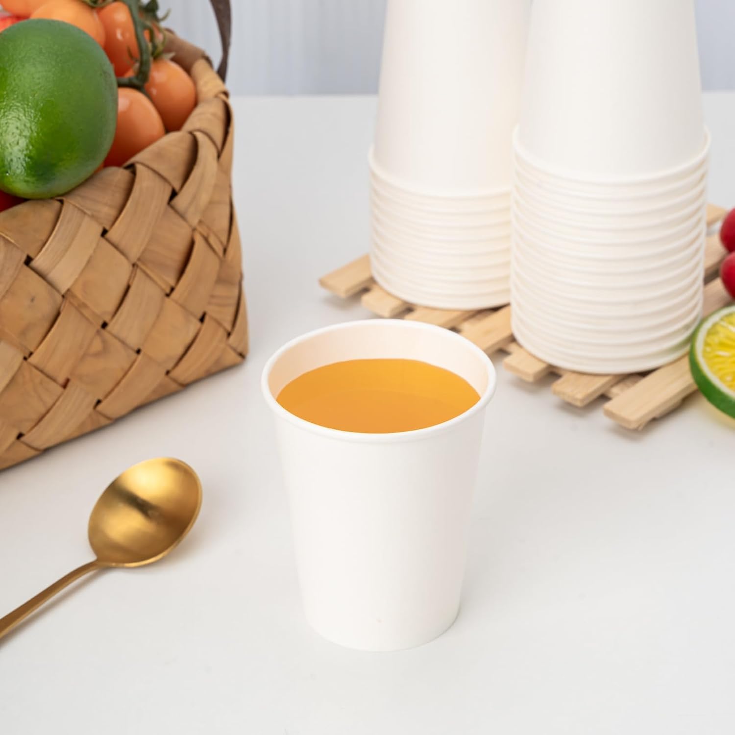 RACETOP 8 Oz 500 Pack Disposable Paper Coffee Cups