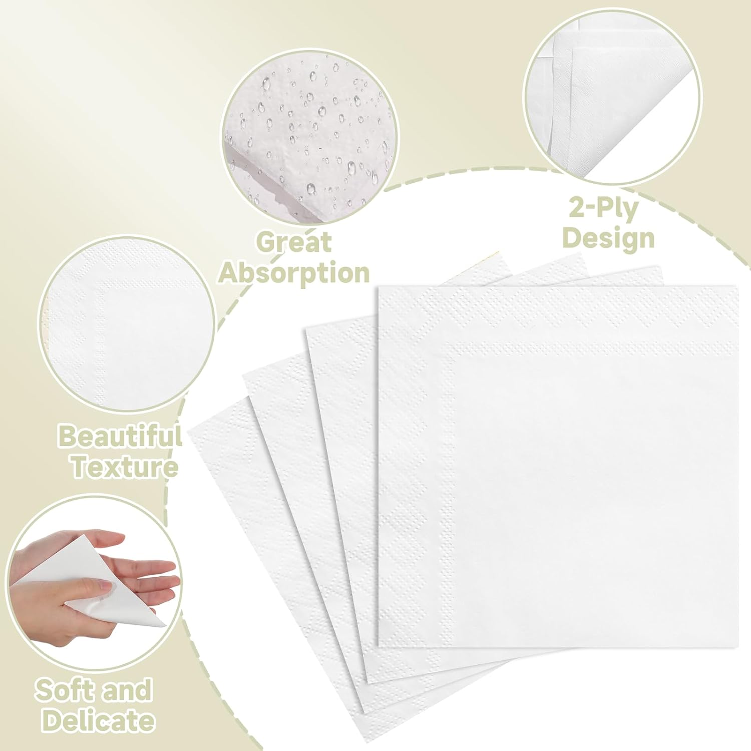 240 Pcs White Cocktail Napkins for Wedding and Birthday Parties