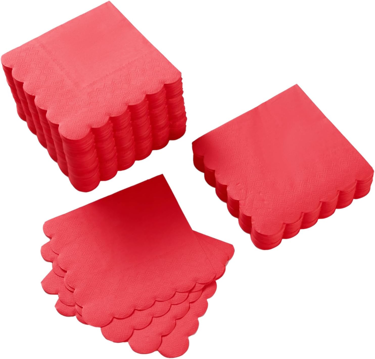 100 Pack 2-Ply Scalloped Edged Napkins Red
