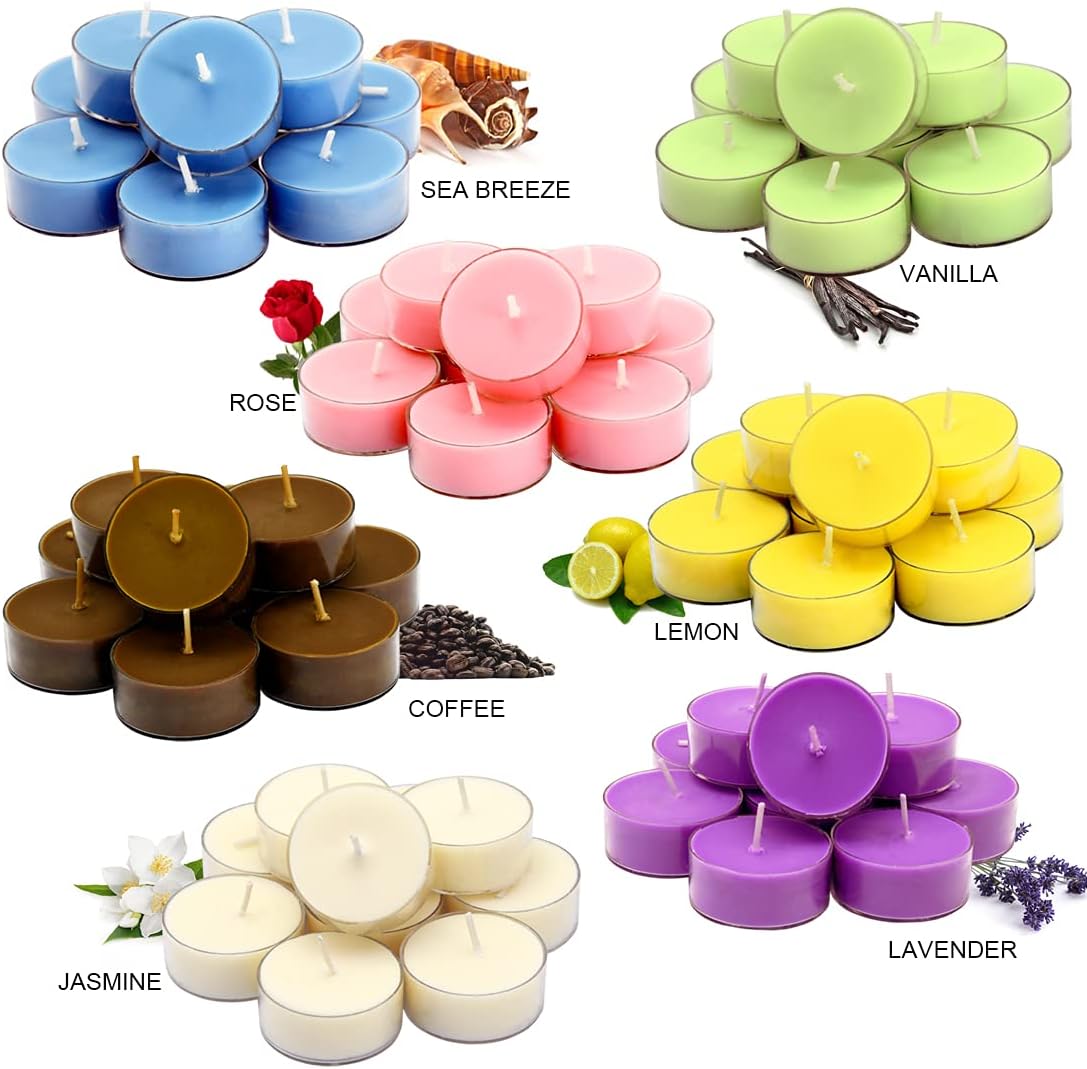 DEYBBY Natural Soy Wax Tealight Candles 12 Pack Romantic Rose Aromatherapy
