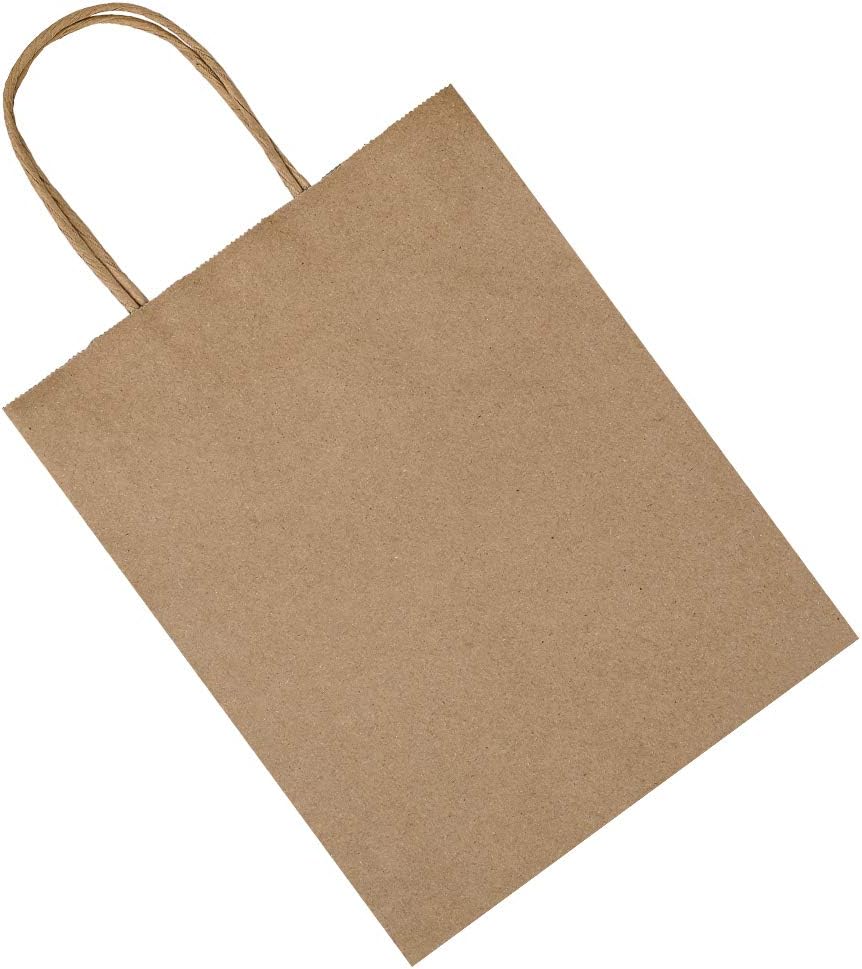 Bagmad 100 Pack 8x475x10 Inch Plain Kraft Paper Bags with Handles