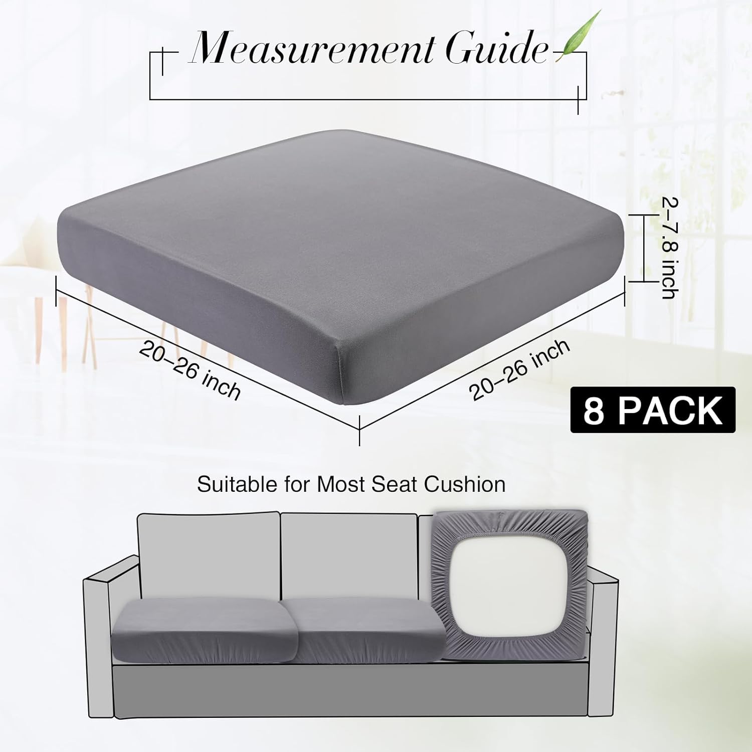 Newwiee 8Pcs Stretch Outdoor Cushion Covers