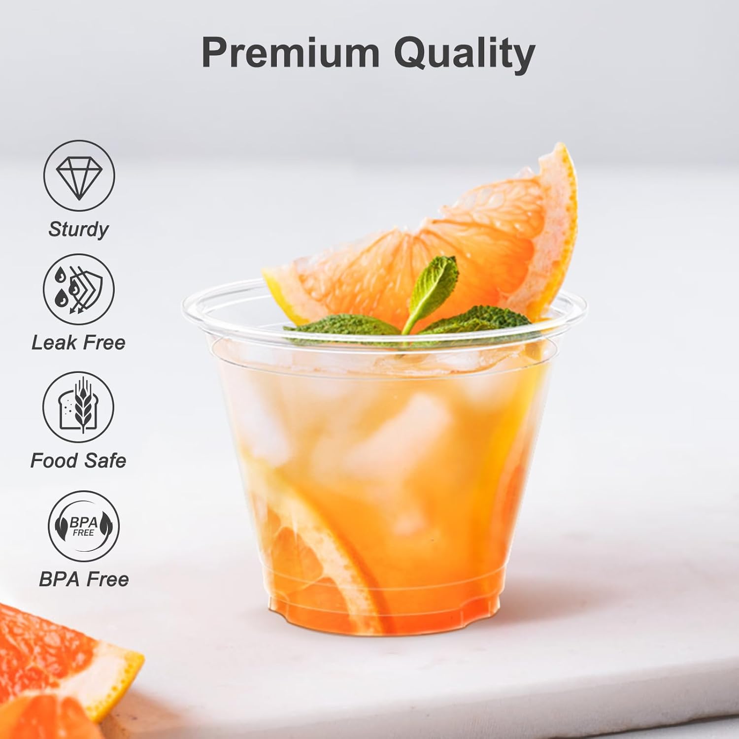 100 Pack 9 Oz Clear Plastic Cups for Wine Cocktail Punch
