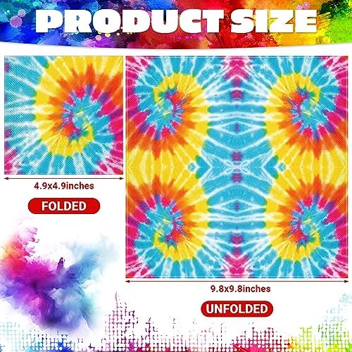 Censen 100 Pcs Tie Dye Napkins Rainbow Party Decor