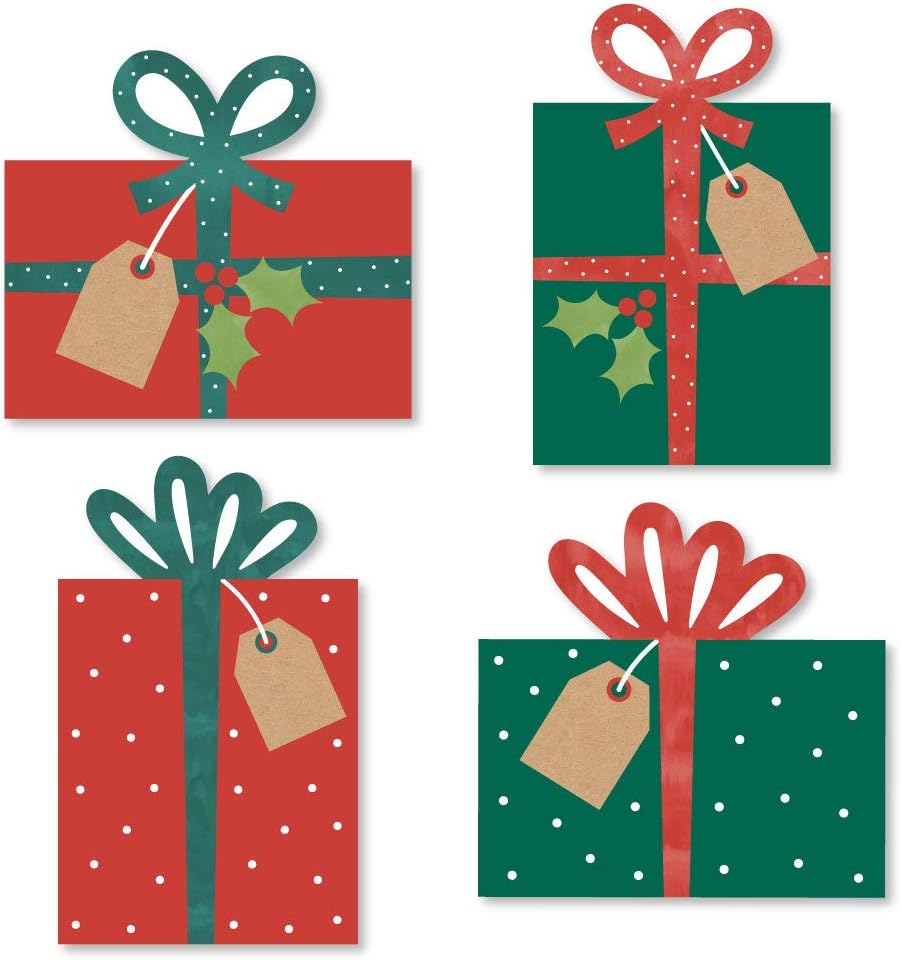 Happy Holiday Presents DIY Shaped Christmas Cut-Outs - 24 Count