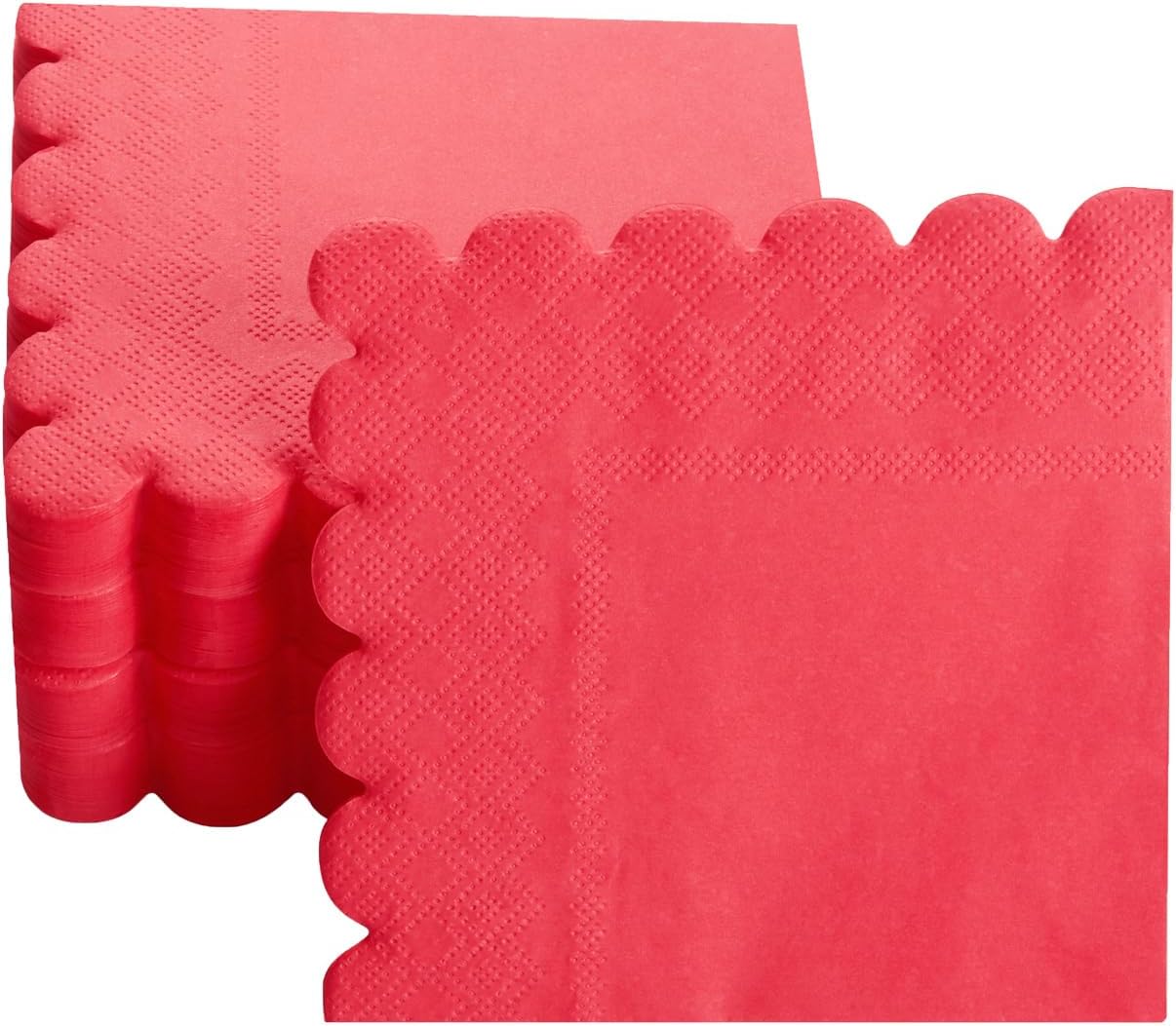 100 Pack 2-Ply Scalloped Edged Napkins Red