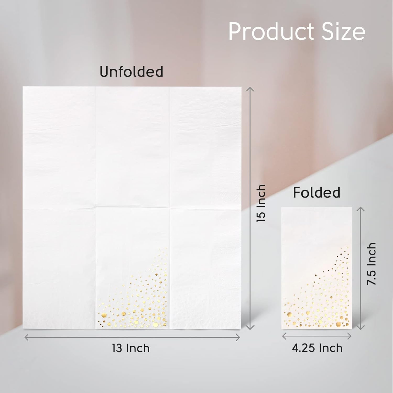 100 Pack Gold White Disposable Napkins 75x425 Inch 3-Ply