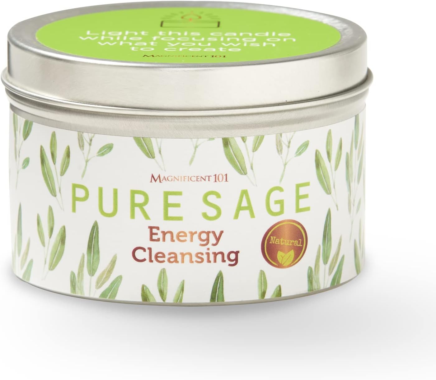 Magnificent 101 Pure White Sage Candle 6 Oz 35 Hour Burn Time
