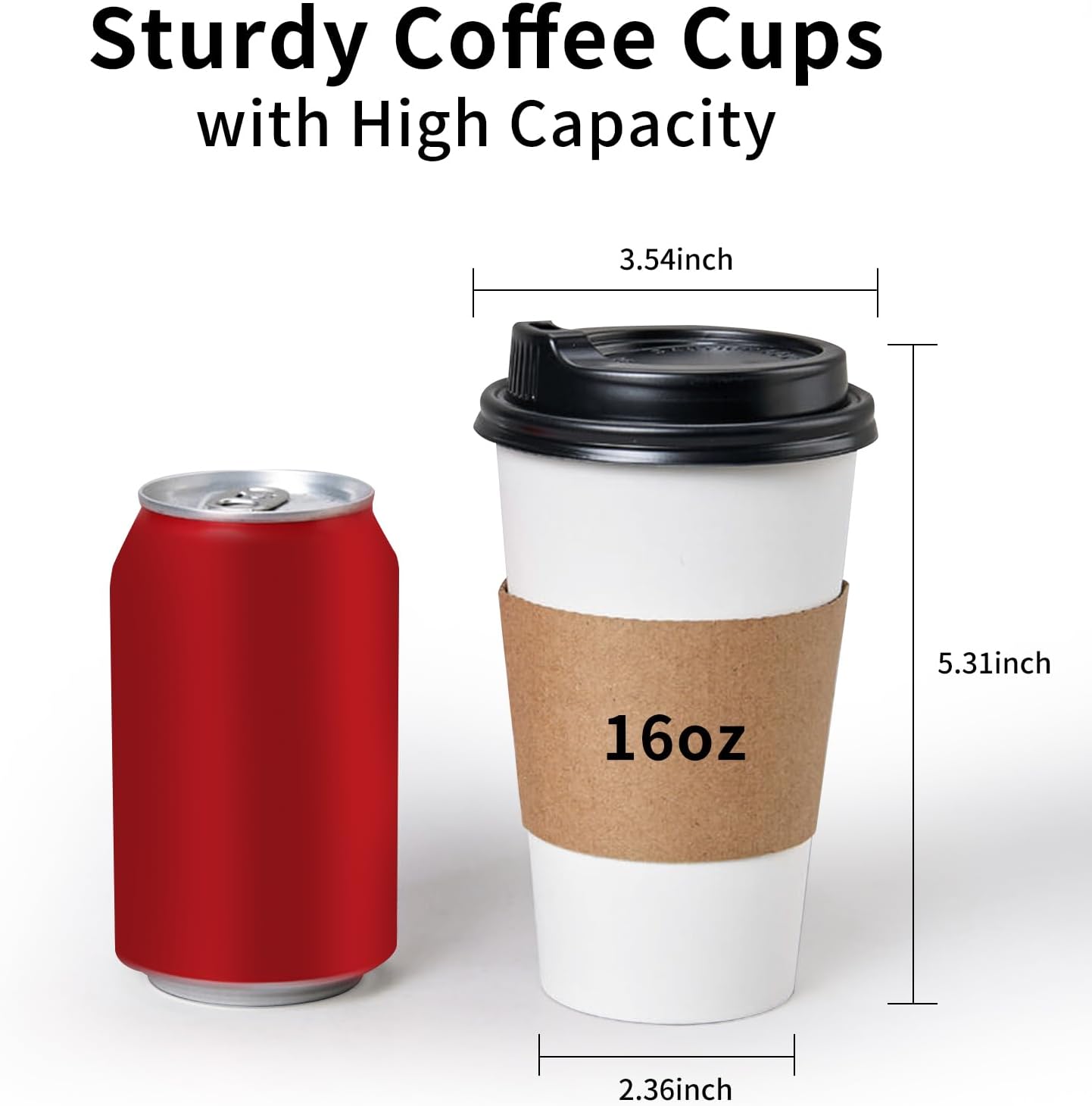 YEEHAW 16 oz Disposable Coffee Cups 50 Pack with Lids and Sleeves