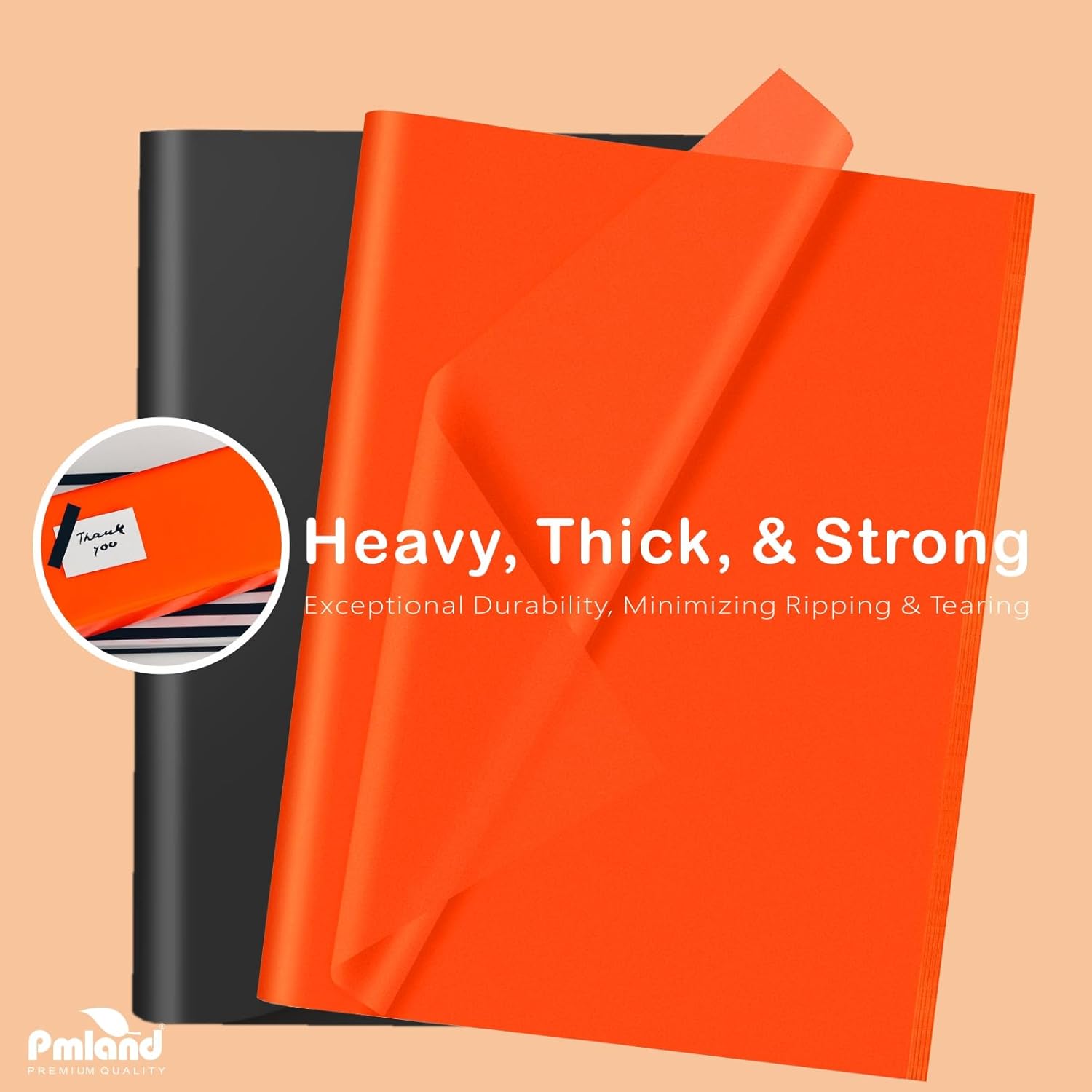 PMLAND Gift Wrapping Tissue Paper Black Orange 20x26 60 Sheets