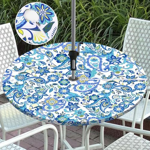 Vaukki Waterproof Zippered Tablecloth for 36-44 Inch Round Tables