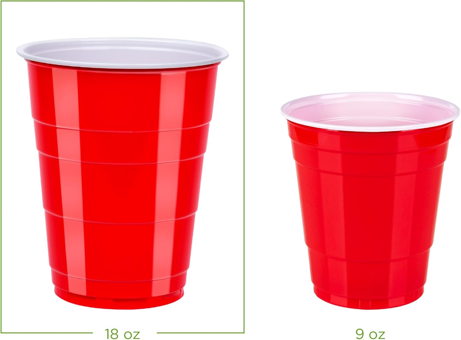 Amazon Basics Red Disposable Plastic Party Cups 18oz 50 Count