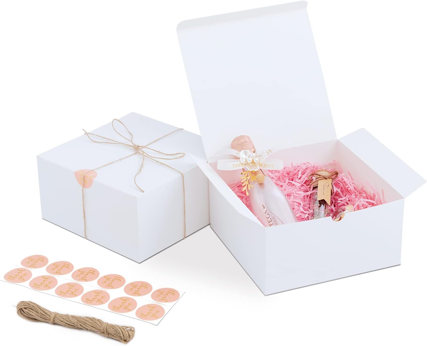 Yuefanbox White Gift Boxes with Lids 12 Pack 8x8x4 Inch Set