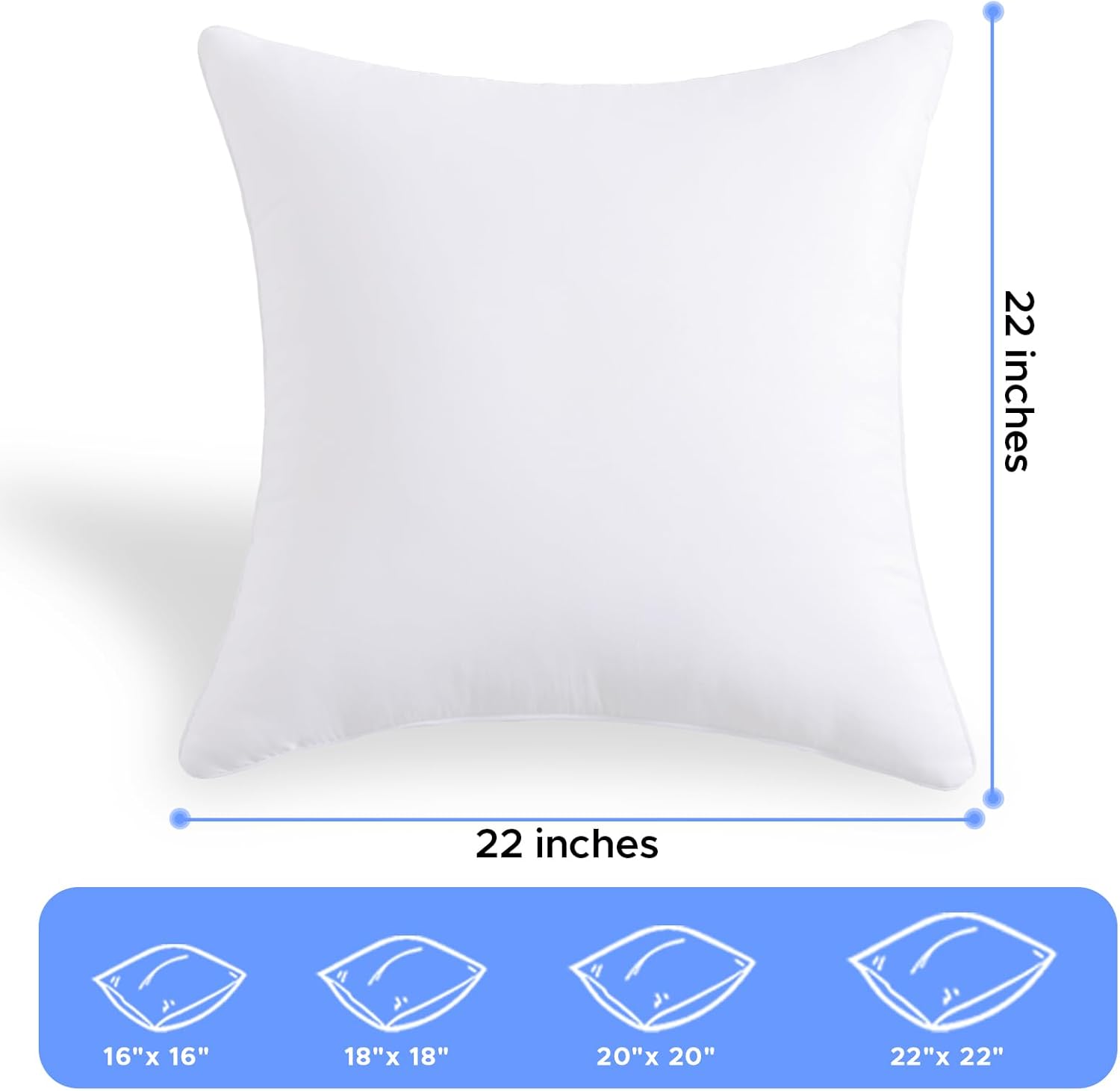 22x22 Waterproof Outdoor Pillow Inserts Set of 2