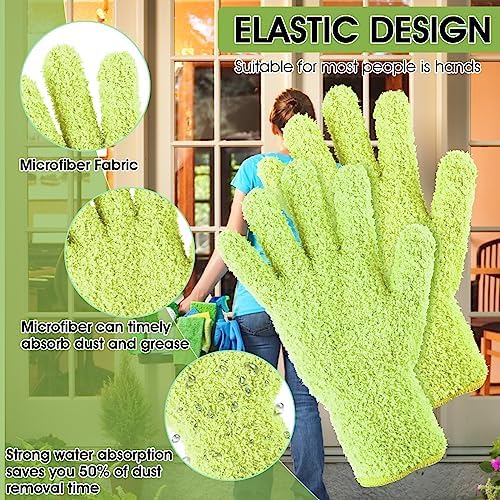 Sibba 2pcs Microfiber Dusting Mitt Gloves for Cleaning