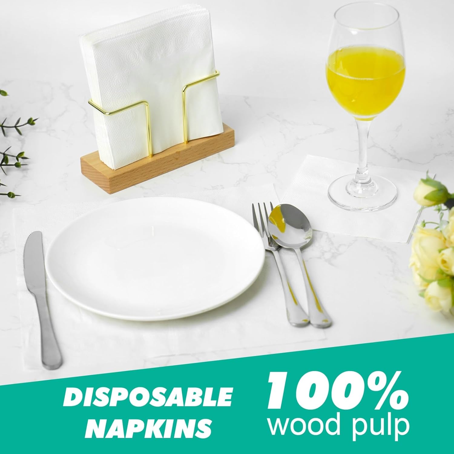 500 Count 2-Ply White Disposable Cocktail Napkins