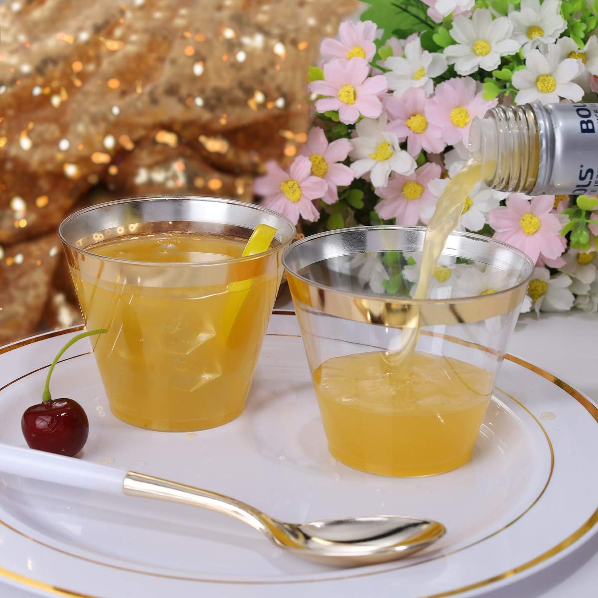 I00000 200 Pack Gold Rimmed Plastic Cups