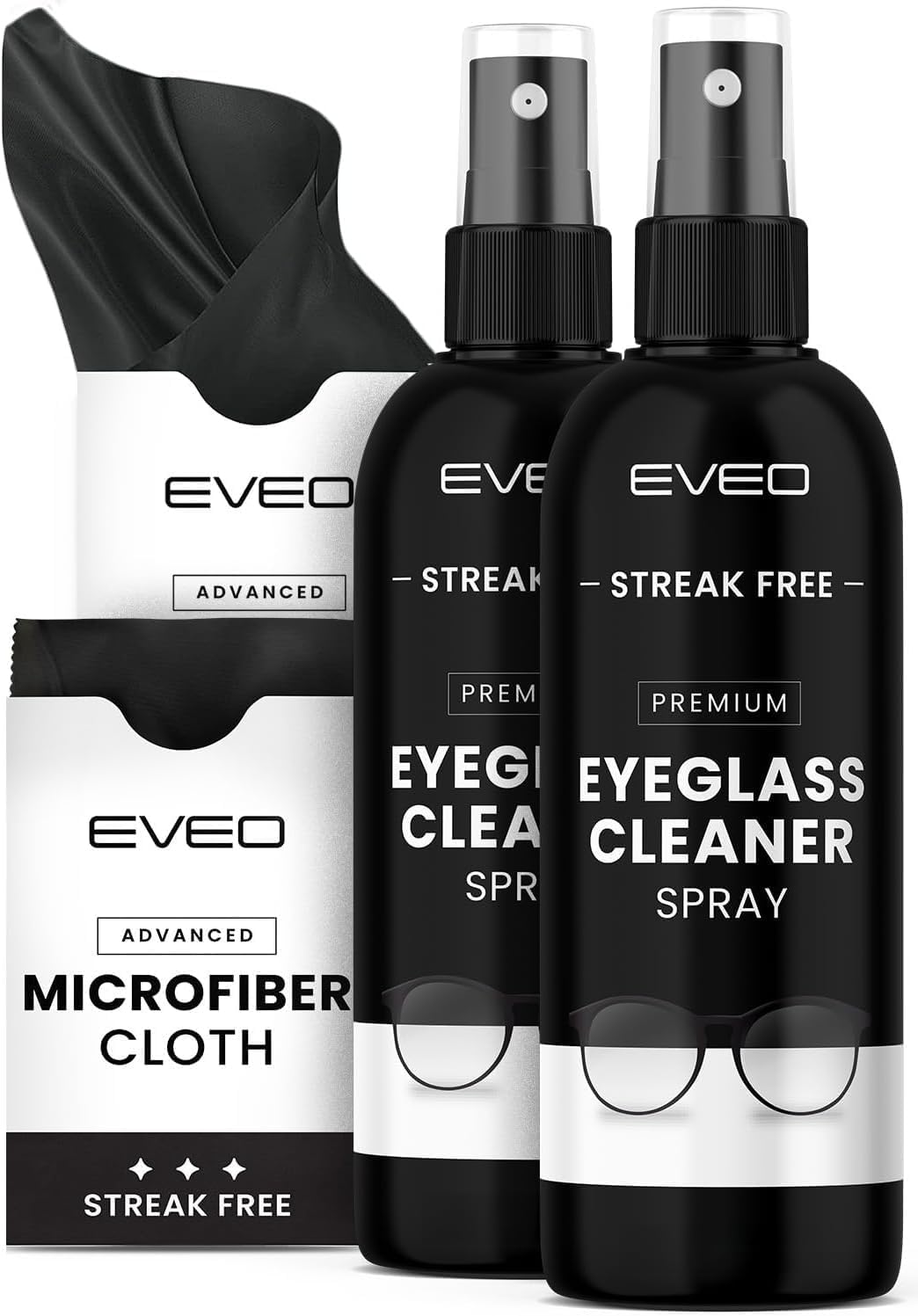 EVEO Eyeglass Cleaner Spray and Microfiber Cloth Kit