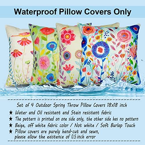JOJOGOGO Waterproof Flower Pillow Covers Set of 4 18x18