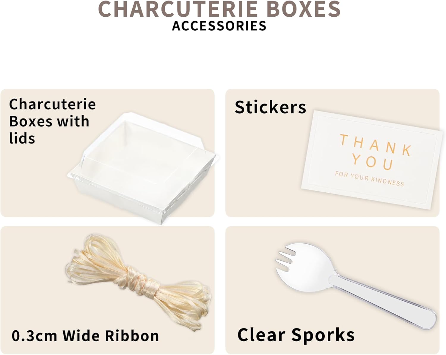 50 Pack Small Charcuterie Boxes with Clear Lids and Sporks